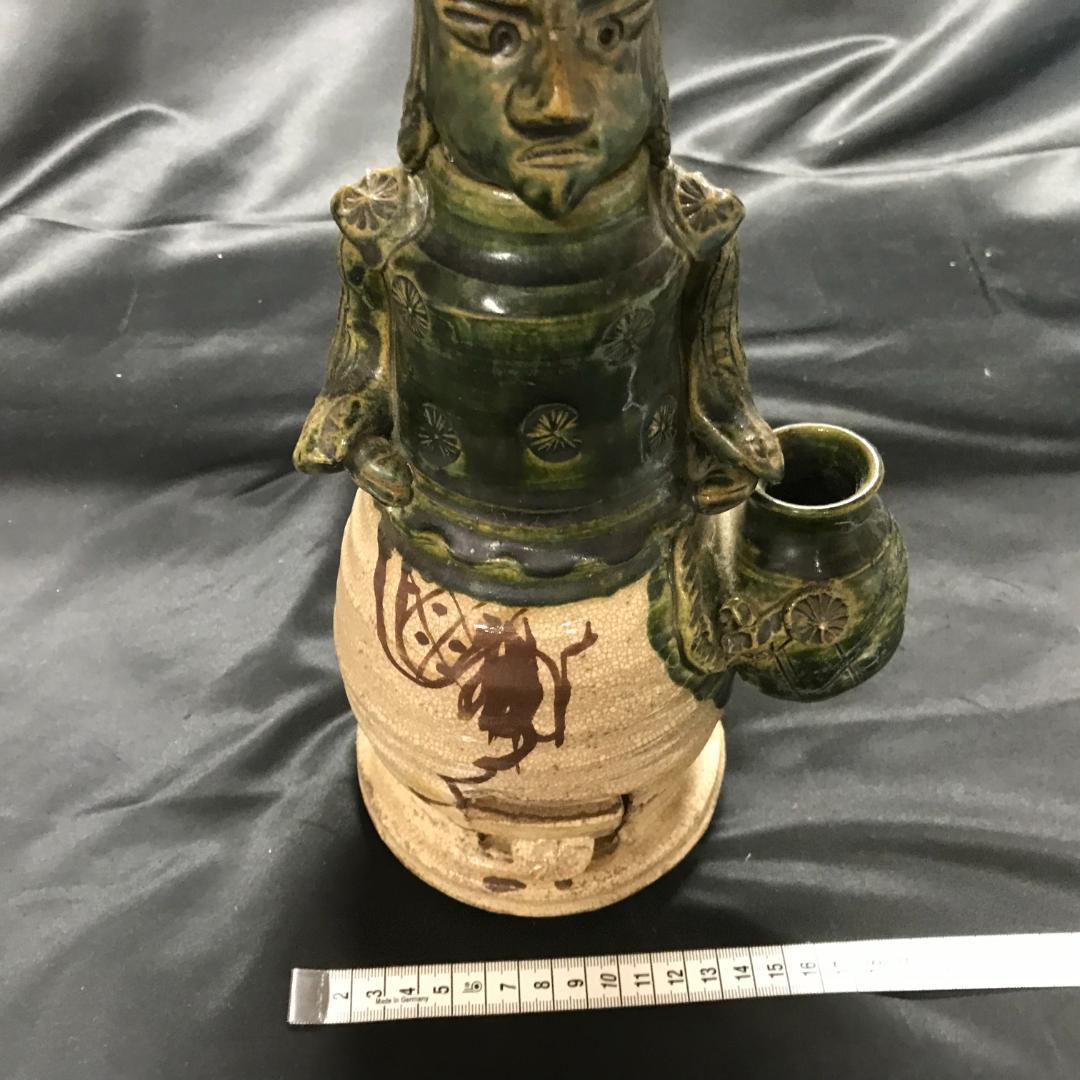 北大路魯山人 織部 南蛮人燭台 蝋燭立て