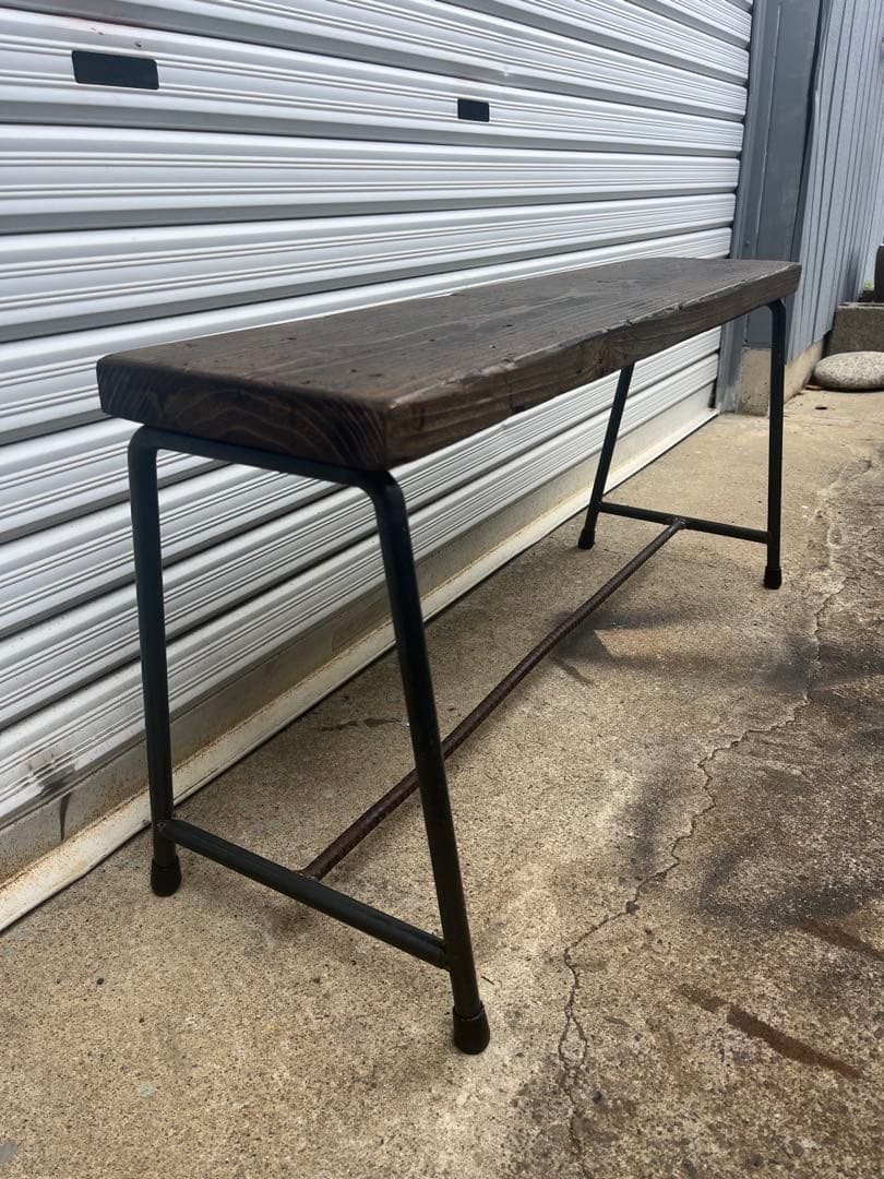 アイアン　ベンチ　足場板（古材）　アンティーク　板保護塗料　送料込み