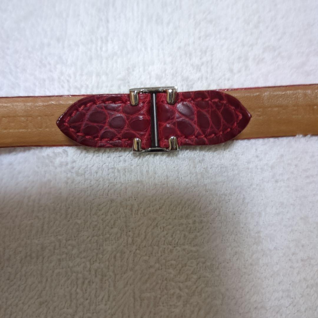 ブシュロン リフレ S スモール レザーベルト アリゲーター　赤　時計