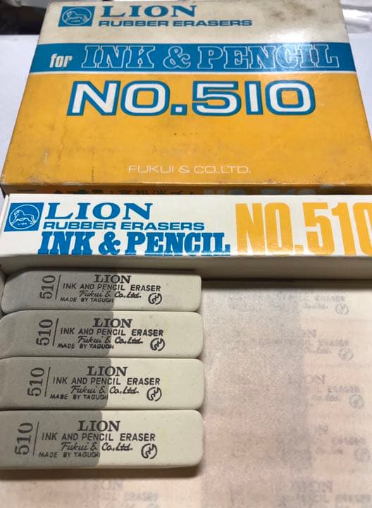 昭和レトロ LION 高級消しゴム　インキ鉛筆両用NO.510 14個
