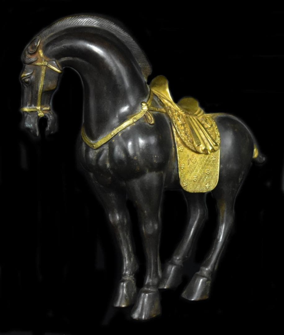 古銅 鍍金 銅流金 宝馬 古美術 十二支置物 希少良品 開運 唐物WWST012