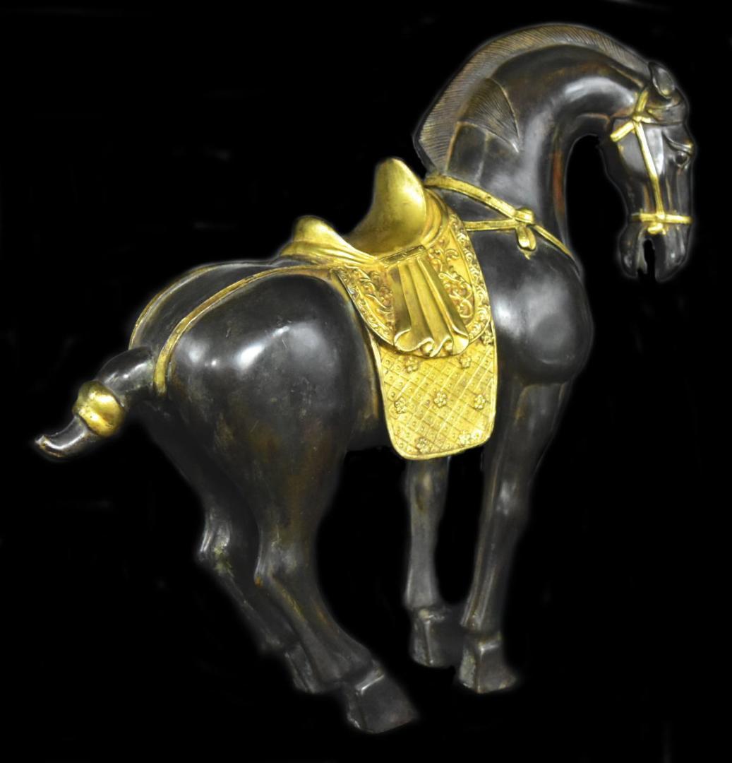 古銅 鍍金 銅流金 宝馬 古美術 十二支置物 希少良品 開運 唐物WWST012