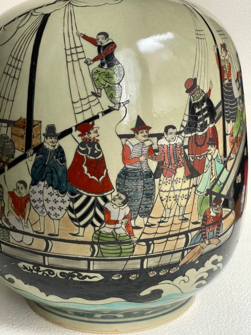 ⬇️【希少】　円左エ門窯　⭐︎ 錦南蛮船壺　手書き　有田焼　　280000円