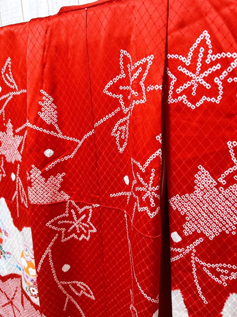 上質正絹フルセット♡七五三　7歳　女の子　一式　絞り　赤系　ピンク