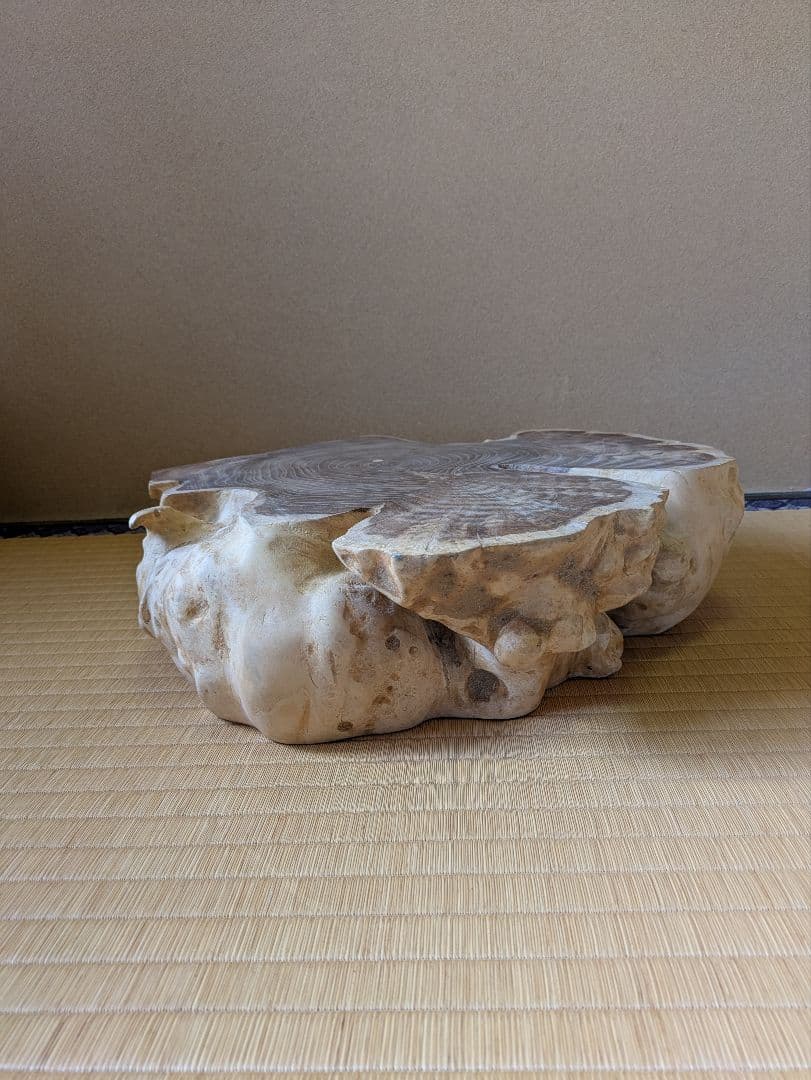 天然木　輪切り　飾り台　花台　床の間　自然形状の切り株