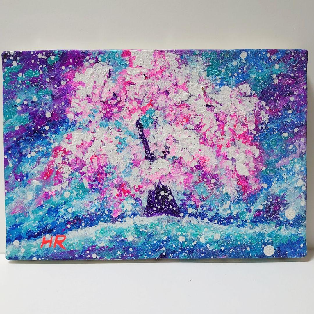 油絵 絵画 【雪の桜】