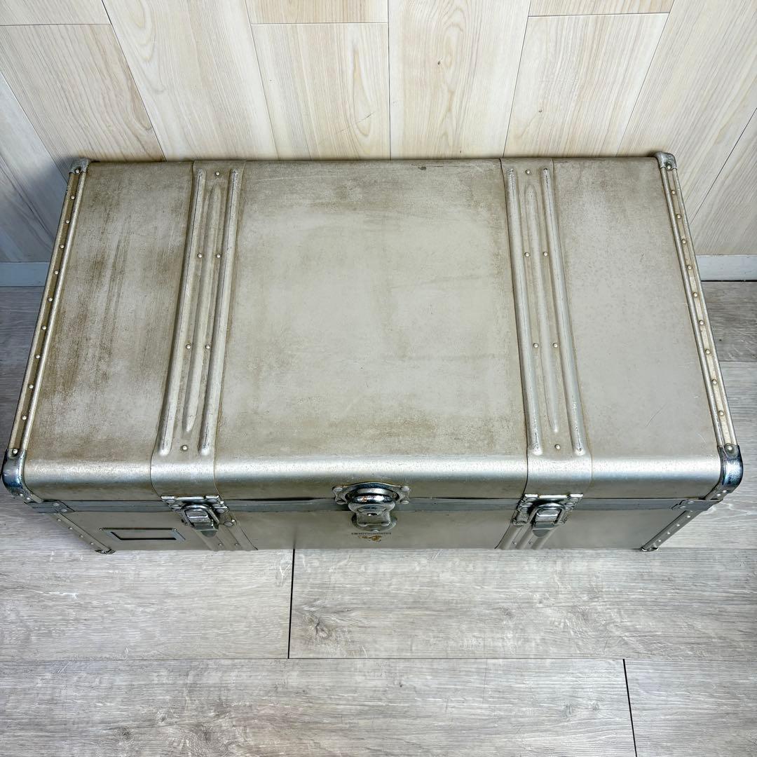 【ヴィンテージ】アルミ大型トランク 船トランク ケース インダストリアル 三越