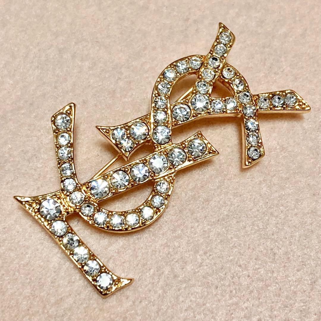 イヴサンローラン ヴィンテージ ブローチ カサンドラ YSLロゴ