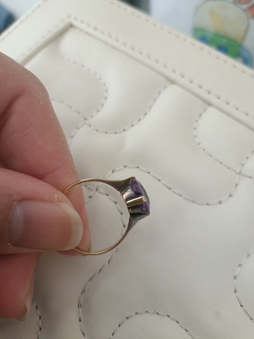 K18 大きな石　カラーチェンジ　リング　指輪　バイカラー