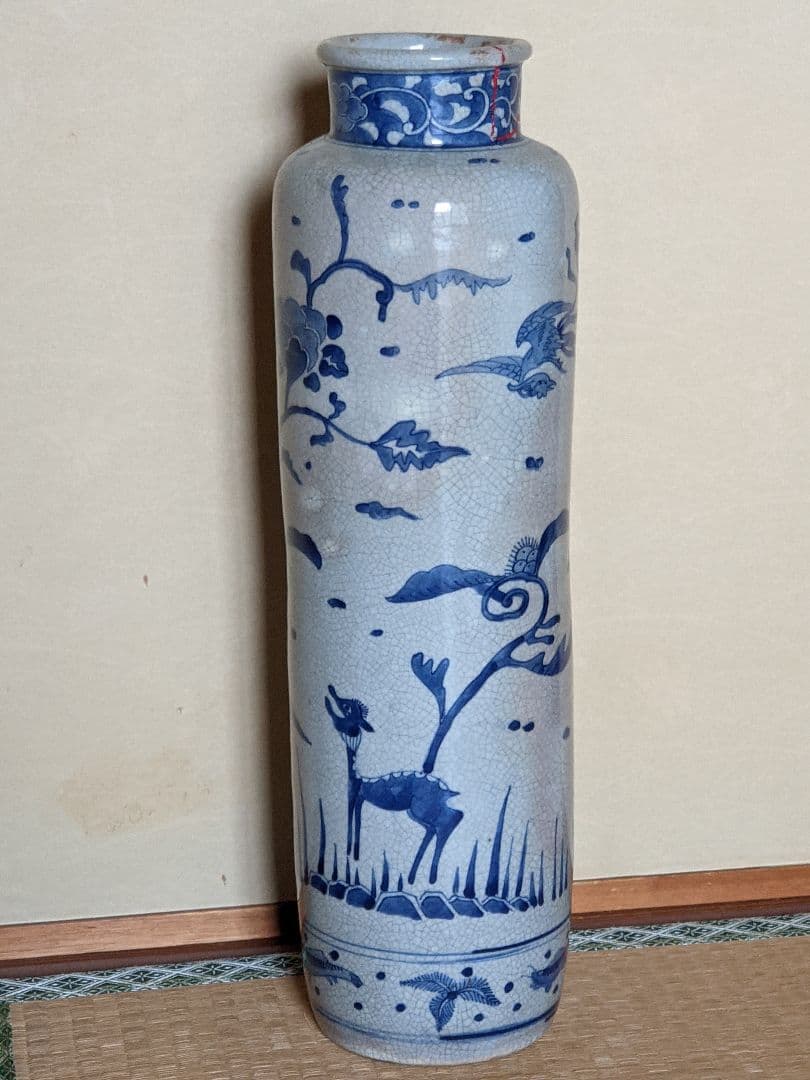 ⭐️染付の絶品 枯淡の趣き染付 犬山焼 窯変 安南写し壺 明治初期江戸期 骨董品