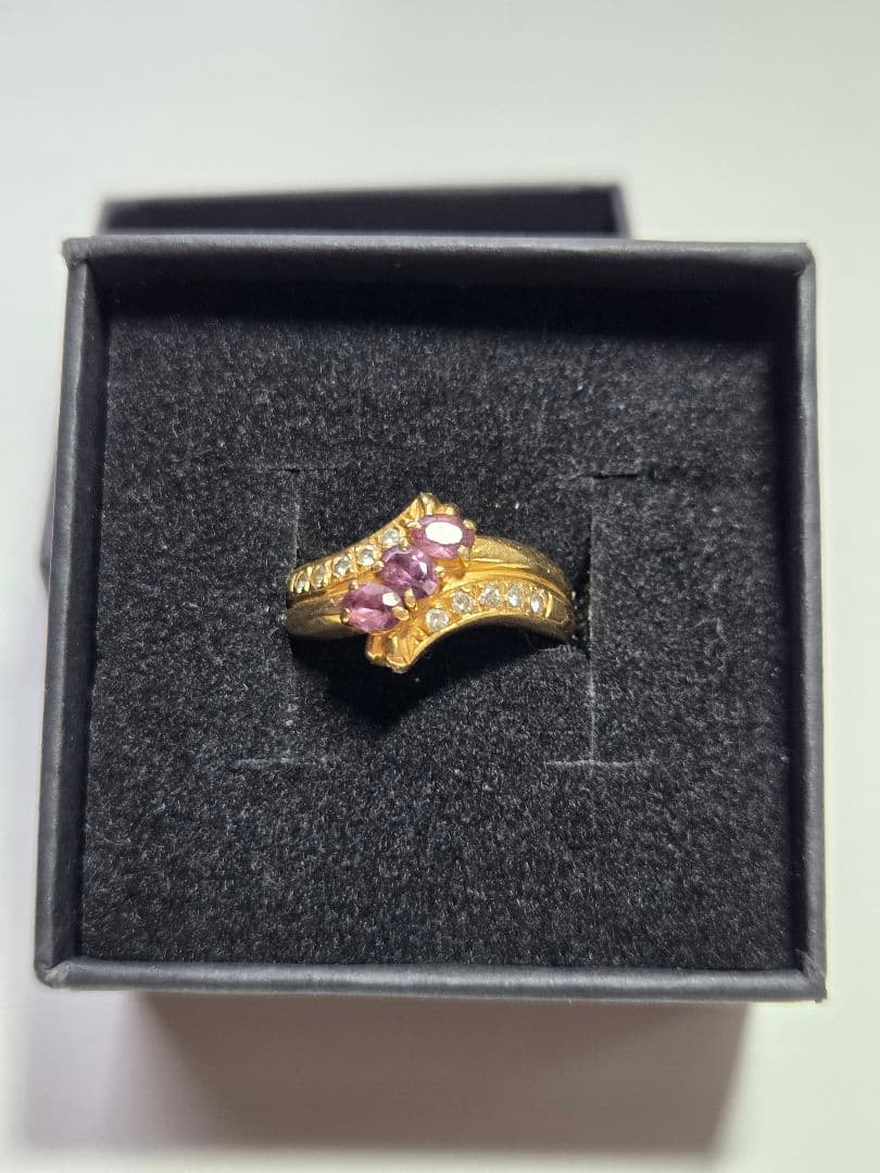 ト*ー様 金製リング ピンクトパーズ ダイヤモンド風