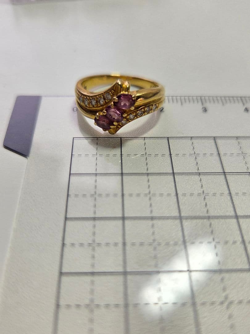 ト*ー様 金製リング ピンクトパーズ ダイヤモンド風