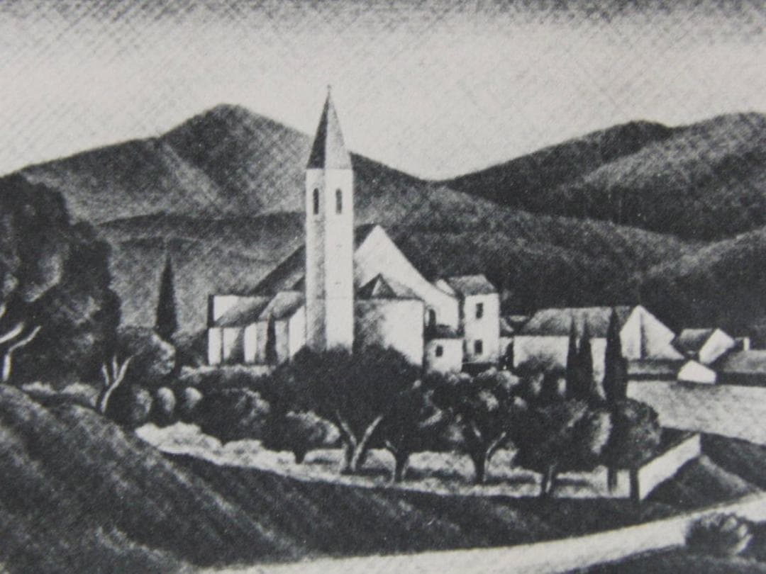 長谷川潔、ロエの村道、厳選、希少画集・額装画、新品高級額 額装付