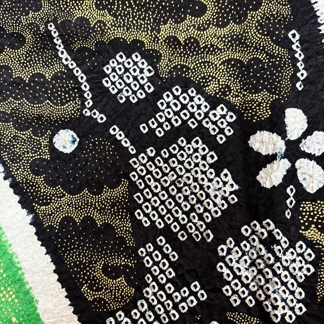 (う19) 個性派‼️彩りの芸術✨総絞り 青海波文様 アンティーク振袖㊗️③点セット