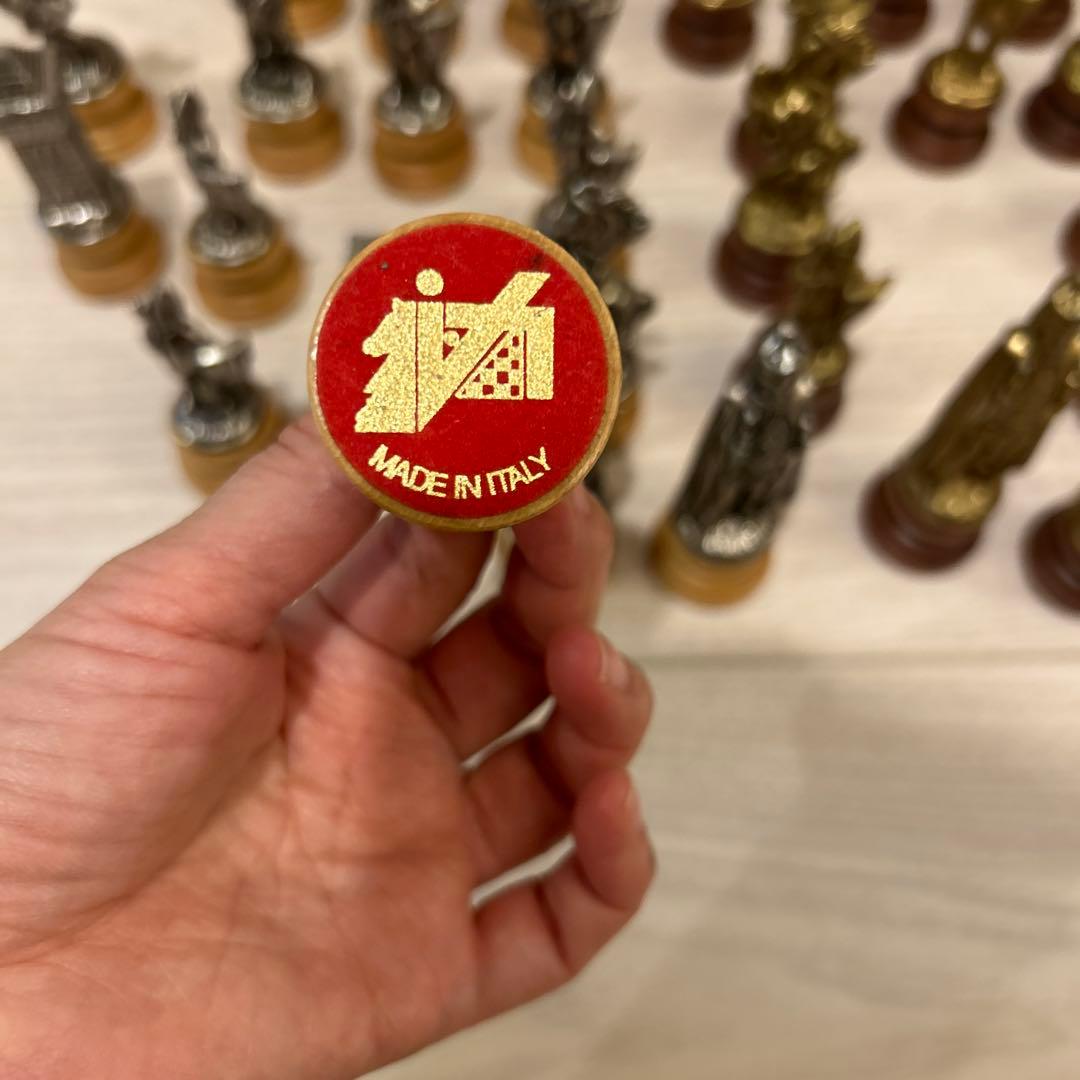 アンティークイタリア製チェス駒32個セットインテリア小物ミニチュア女神馬キング