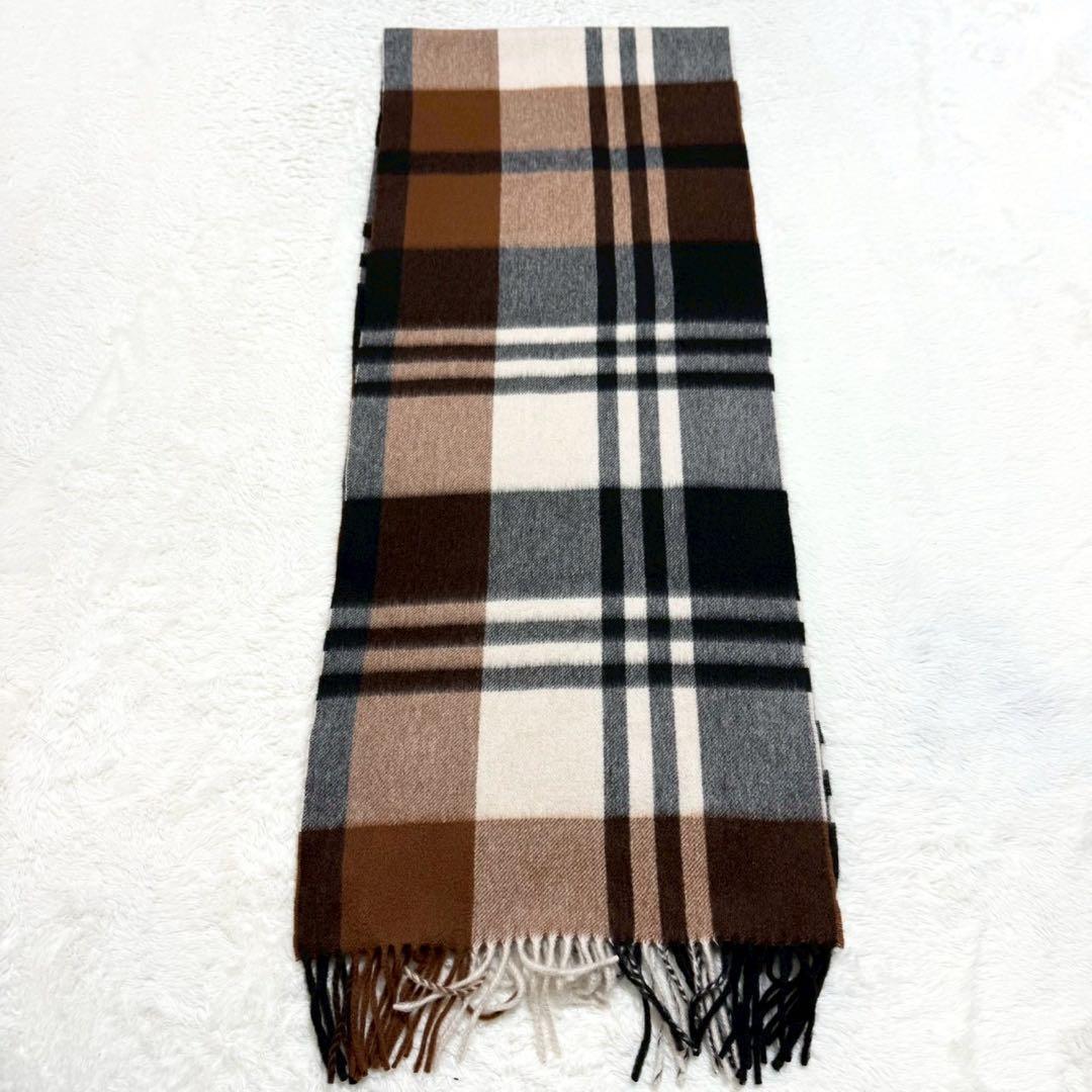 美品 Joshua Ellis カシミア マフラー プライマリーブラックウォッチ