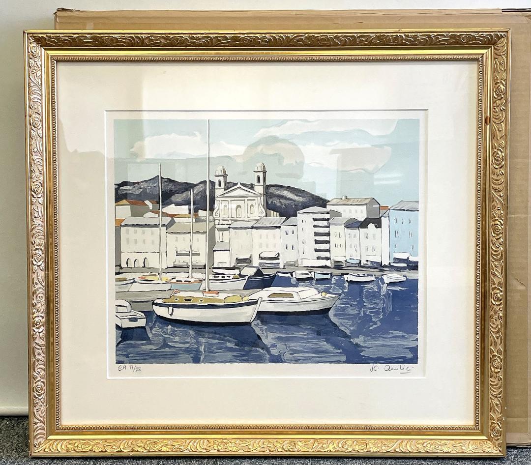 ジャン・クロード・キリチ『サントロペの港』大判 リトグラフ 真作 直筆サイン入り
