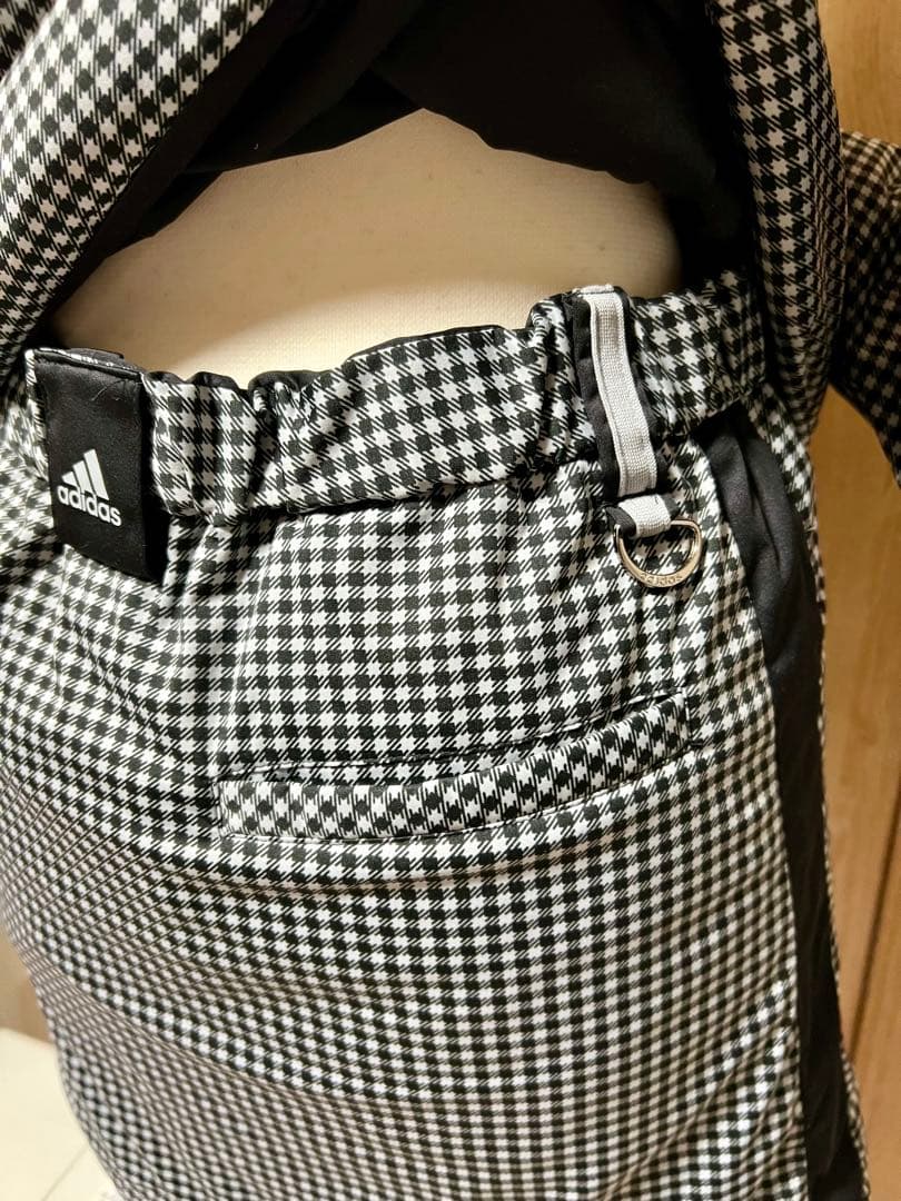 アディダスゴルフ リバーシブル中綿上下セット M ブラック×チェック｜軽量・美品