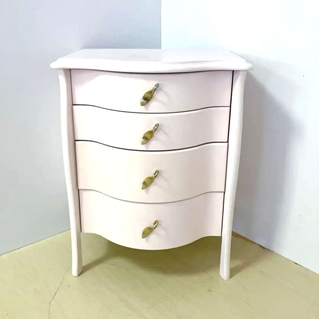 猫脚　アンティーク調　ペールピンク　サイドチェスト　コンソール　キャビネット