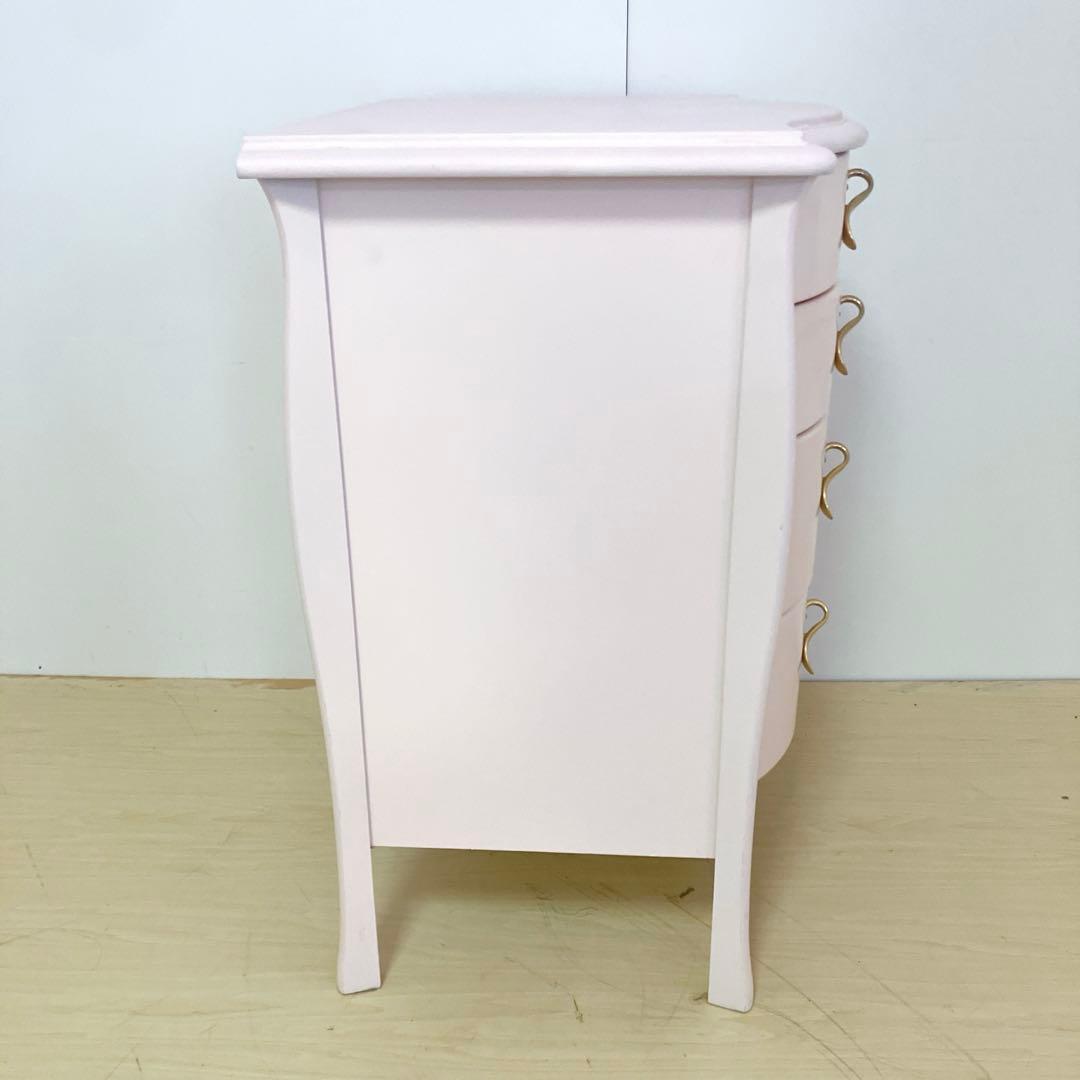 猫脚　アンティーク調　ペールピンク　サイドチェスト　コンソール　キャビネット
