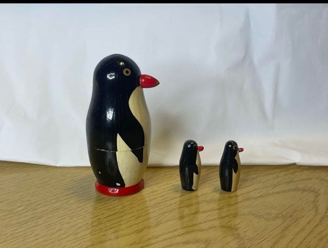 月末出品終了‼️レア‼️ソビエト時代のペンギンのマトリョーシカ3組。現状