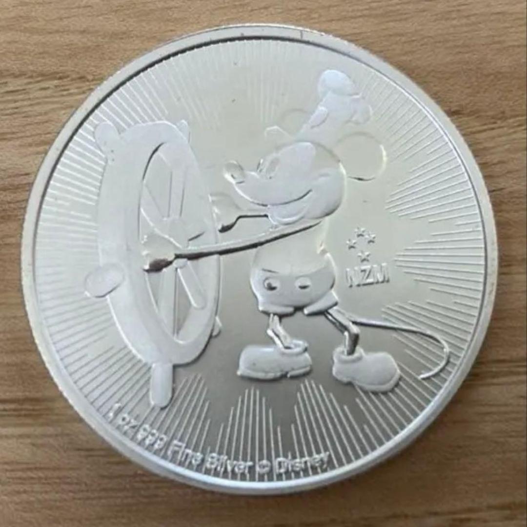 エリザベス女王 1ドル 銀貨ミッキーマウス蒸気船 | １オンス|99.9％の純銀