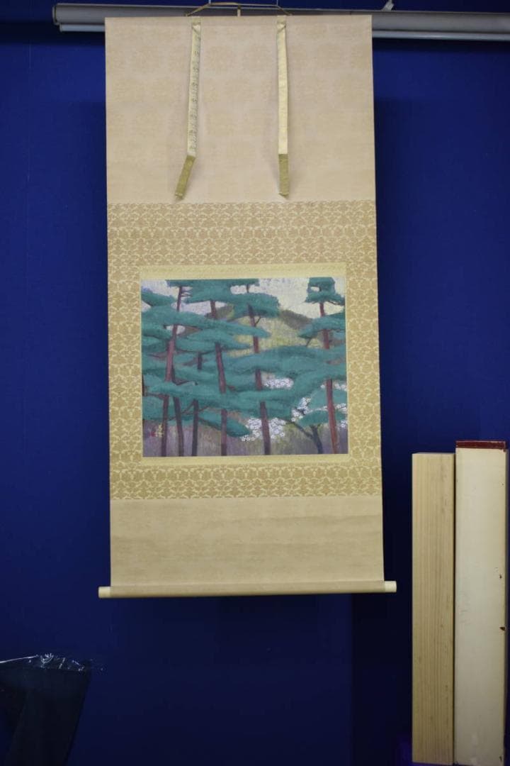 不詳/作者不詳/松山桜花図/桐箱太巻二重箱付/布袋屋掛軸HG-893