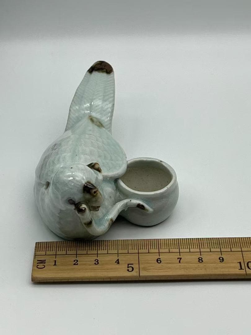 宋時代 青磁 湖田窯 影青釉鳥型水差し　水指　名品珍品(F-158)