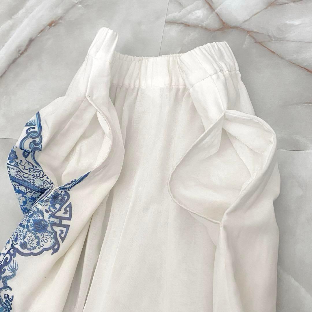 A13602 美品 ジュンヤワタナベ 22ss スカル　サルエルワイドパンツ　白