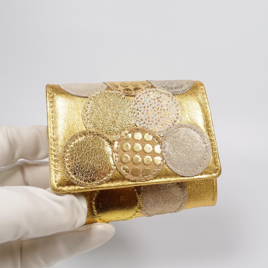 極美品✨ツモリチサトキャリー 三つ折り財布 ゴールド ドット 星 ネコ