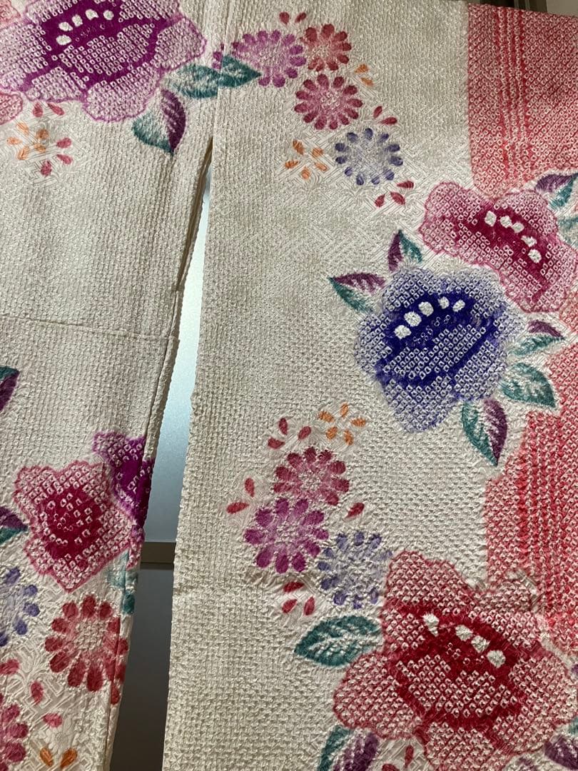 正絹　未使用品、総絞り振袖　　美品、袋帯