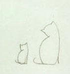 油絵菅家令子絵 絵画インテリア額付(青緑＋金色の枠)F4-040214猫親子女子