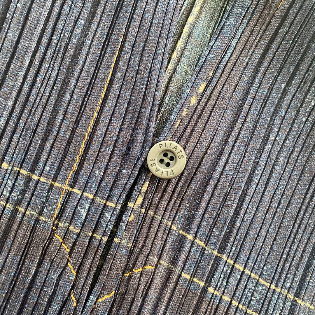 美品 希少 プリーツプリーズ イッセイミヤケ デニム 転写 ベスト ノースリーブ