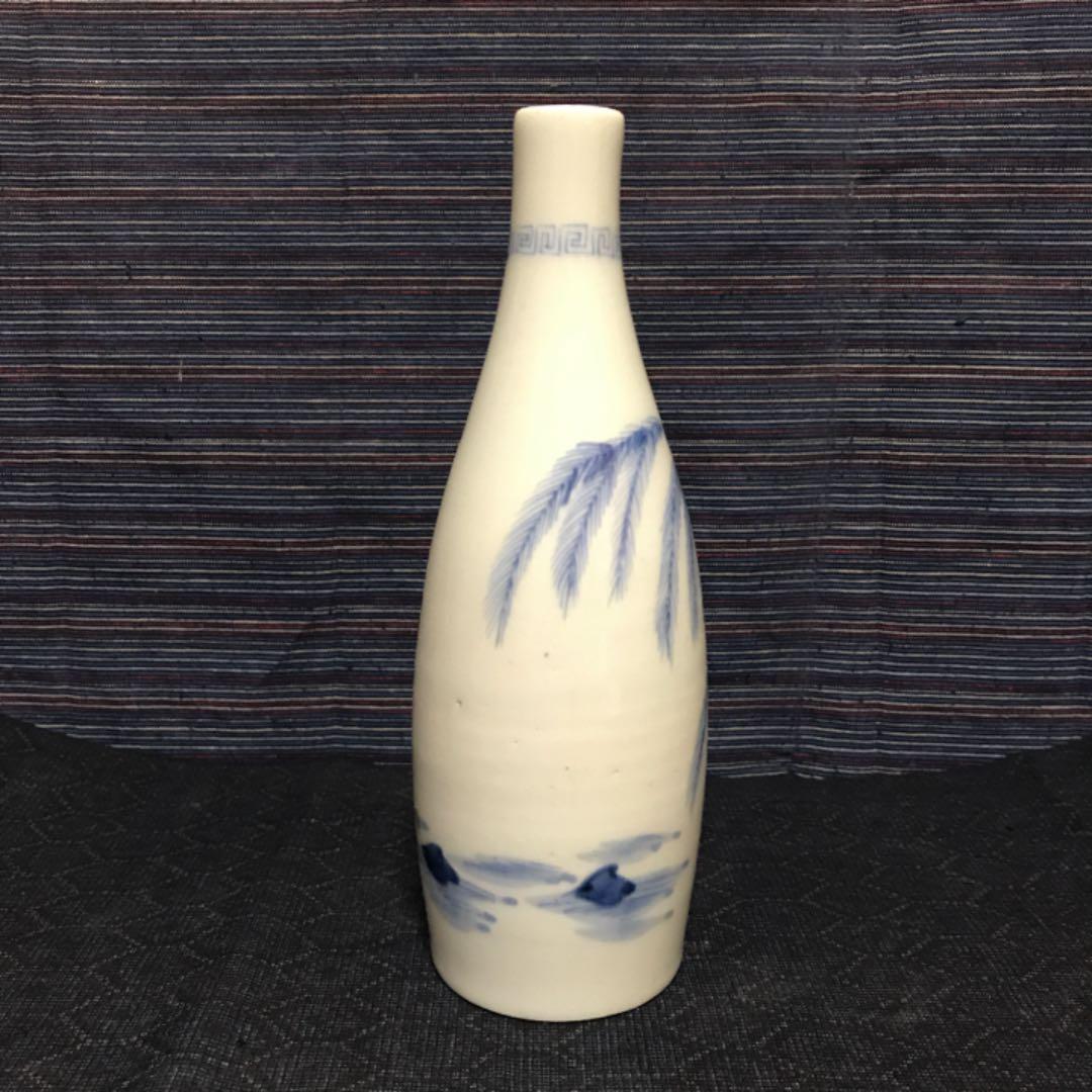 珍品形　江戸期古伊万里（切込焼？）　小瓶形柳図徳利　本物保証