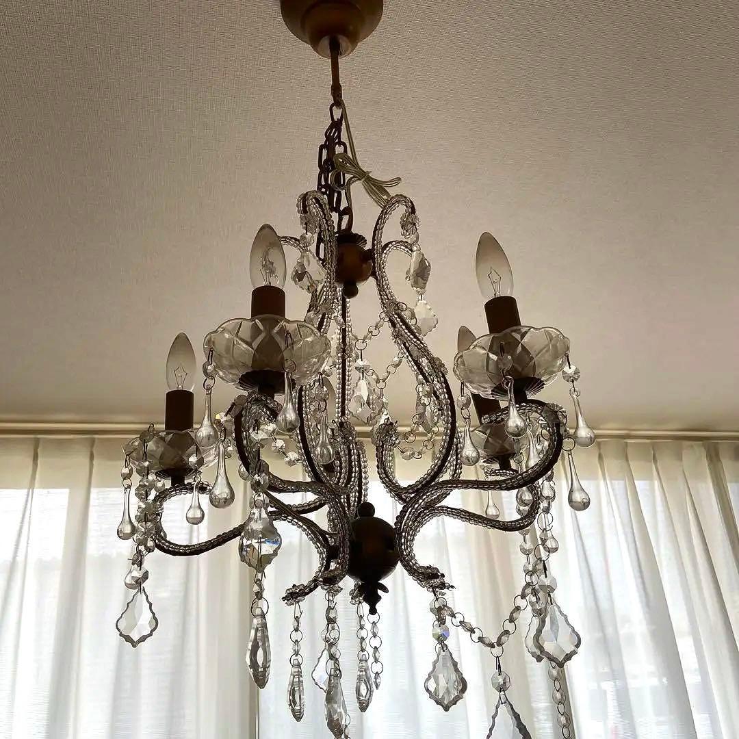 クリスタルシャンデリア ゴールド 5灯