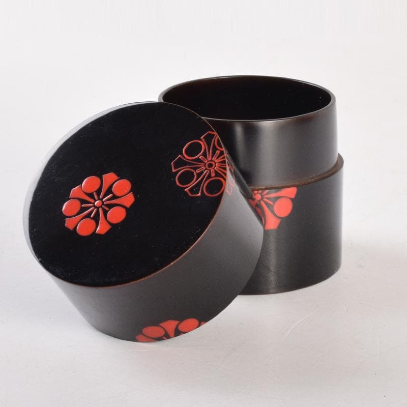 茶道具　山中塗　道場宗廣作　梅蒔絵　中次　共箱　V　8326