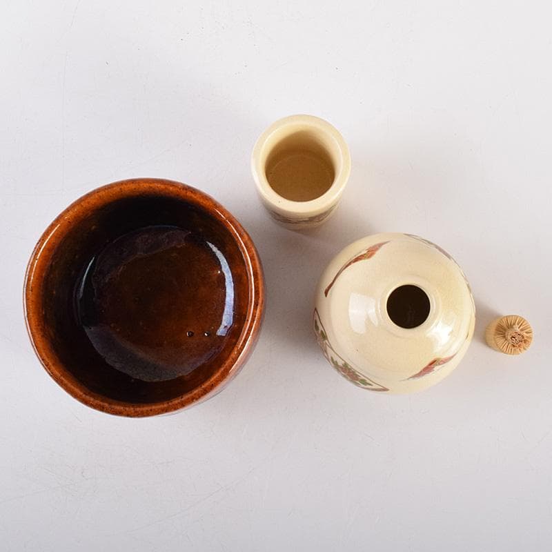 茶道具　桑茶箱　茶碗　振出など　九点　一式　仕覆付　V　R7633