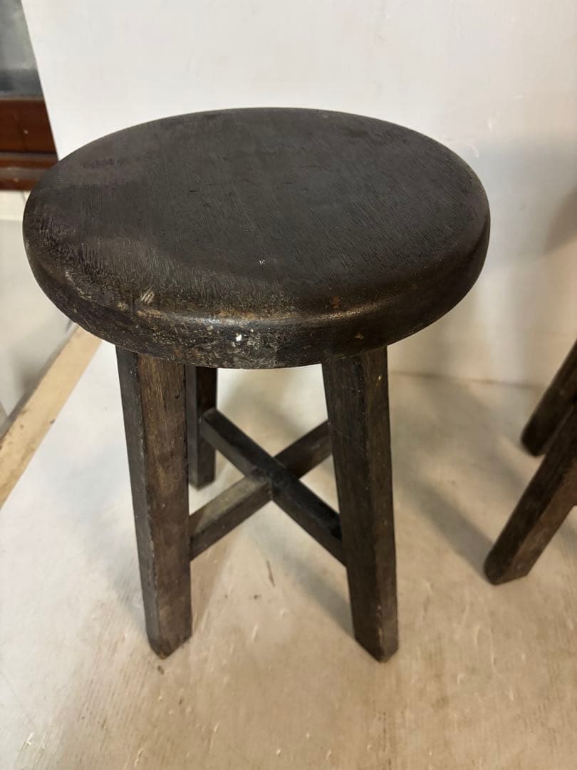 【希少2個セット‼️】昭和レトロ アンティーク ヴィンテージ風 丸椅子