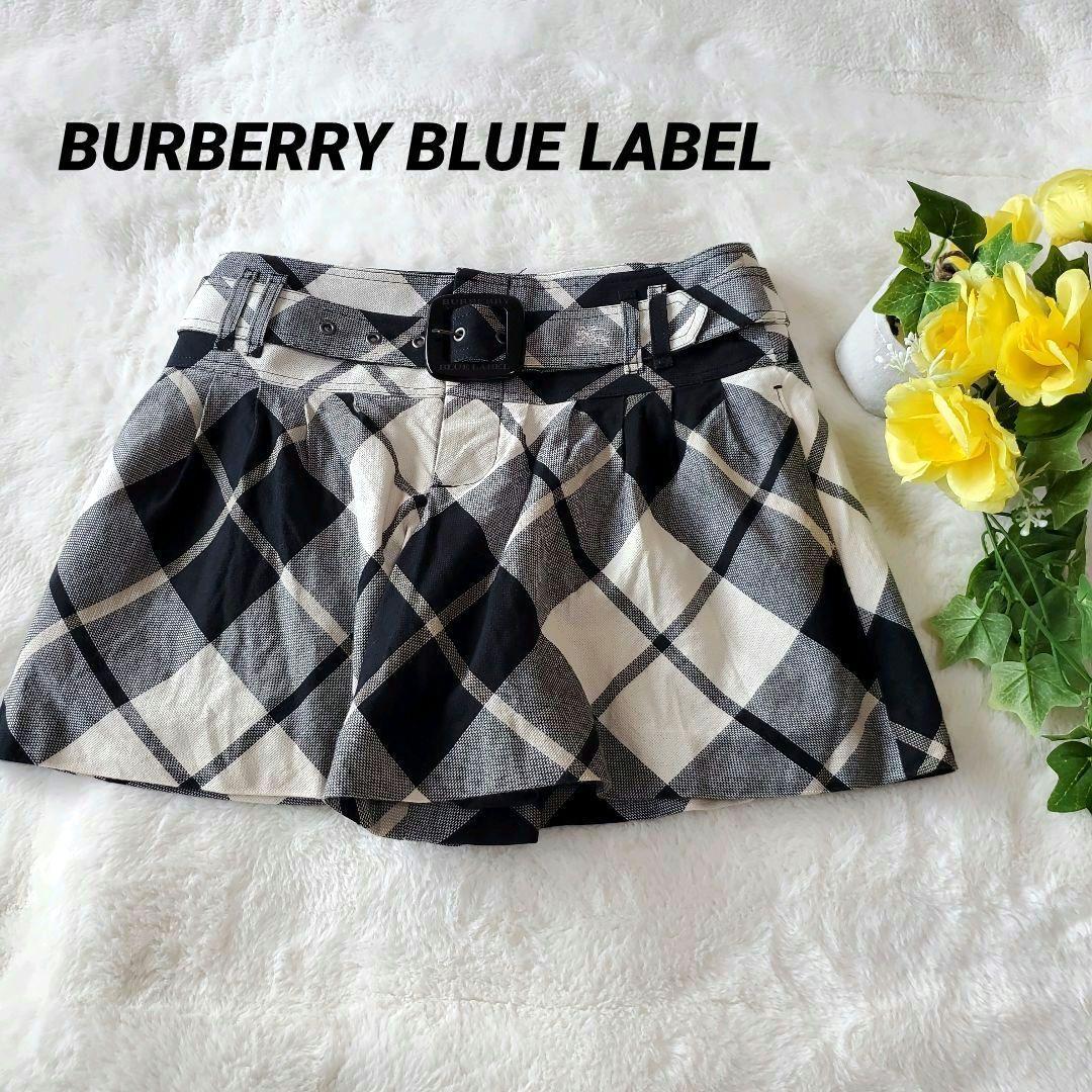 バーバリーブルーレーベル　キュロット　ショートパンツ　ノバチェック　ベルト　38