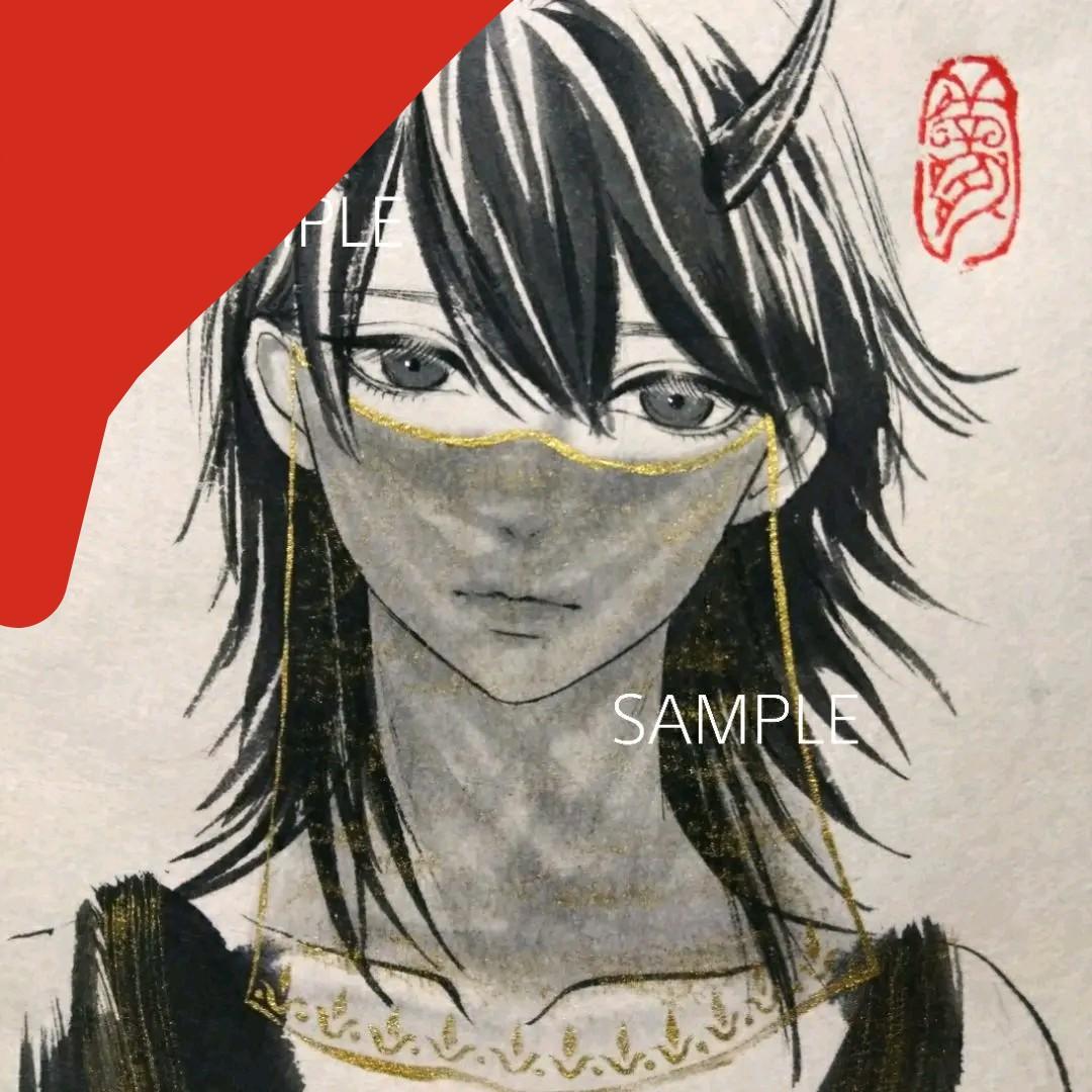 専用　肉筆原画［鬼の踊り子］水墨画 墨絵 手描きイラスト　日本画