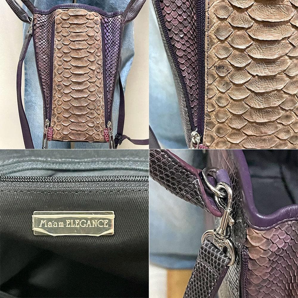 レア マームエレガンス パイソン×リザード 本革 2way ショルダーバッグ