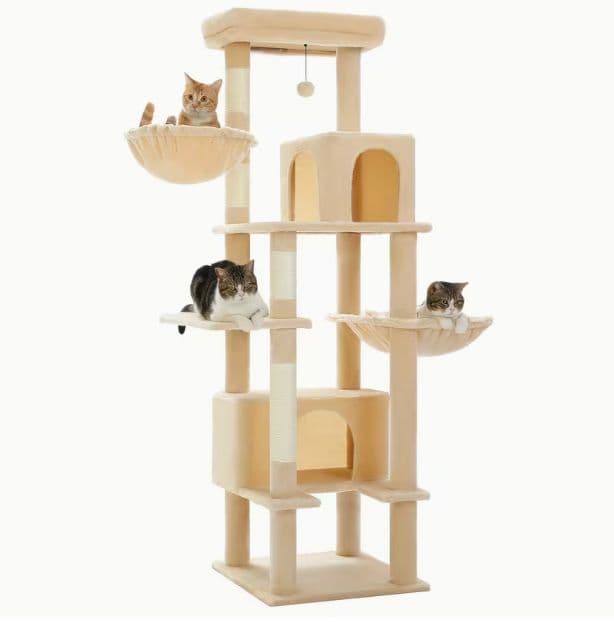 頑丈キャットタワー 大型猫向け ハンモック付き 据え置き型 おしゃれ