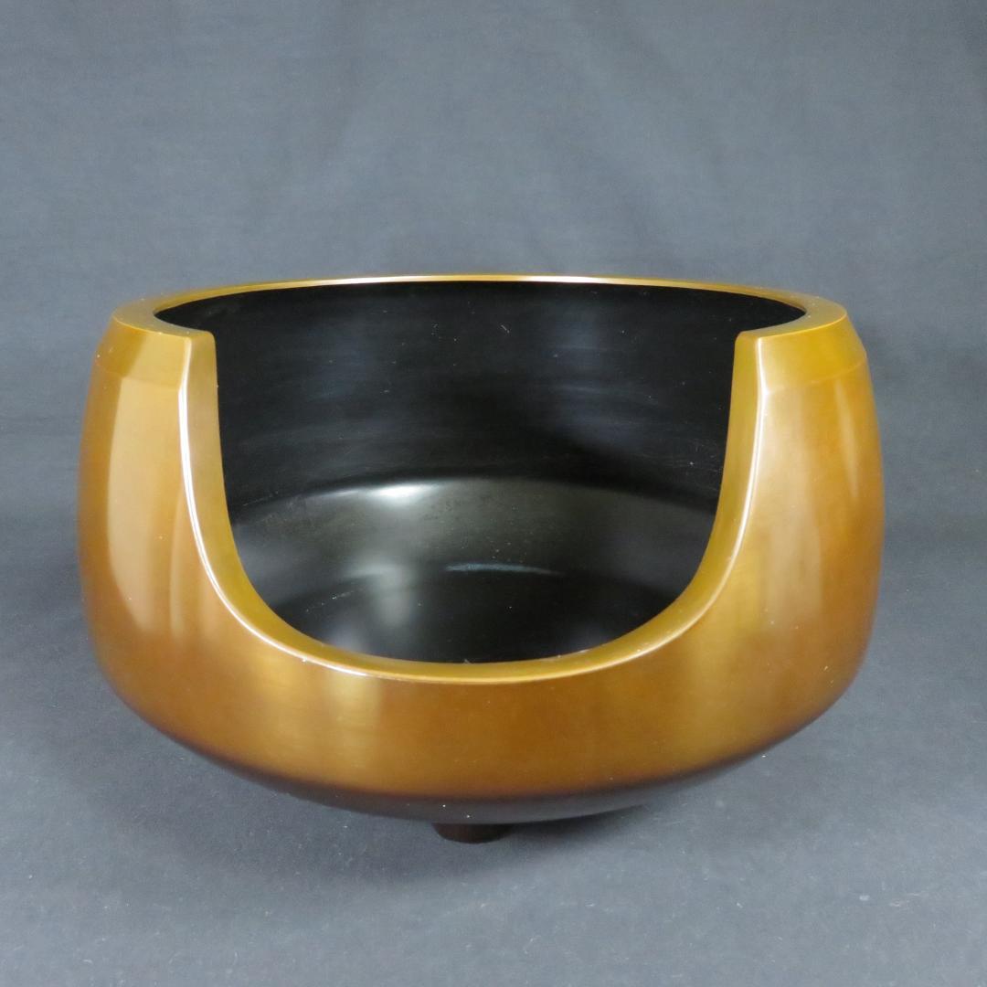 唐銅 利休 面取風炉 風炉師 一ノ瀬宋辰 五徳 鬼爪 底瓦付　共箱