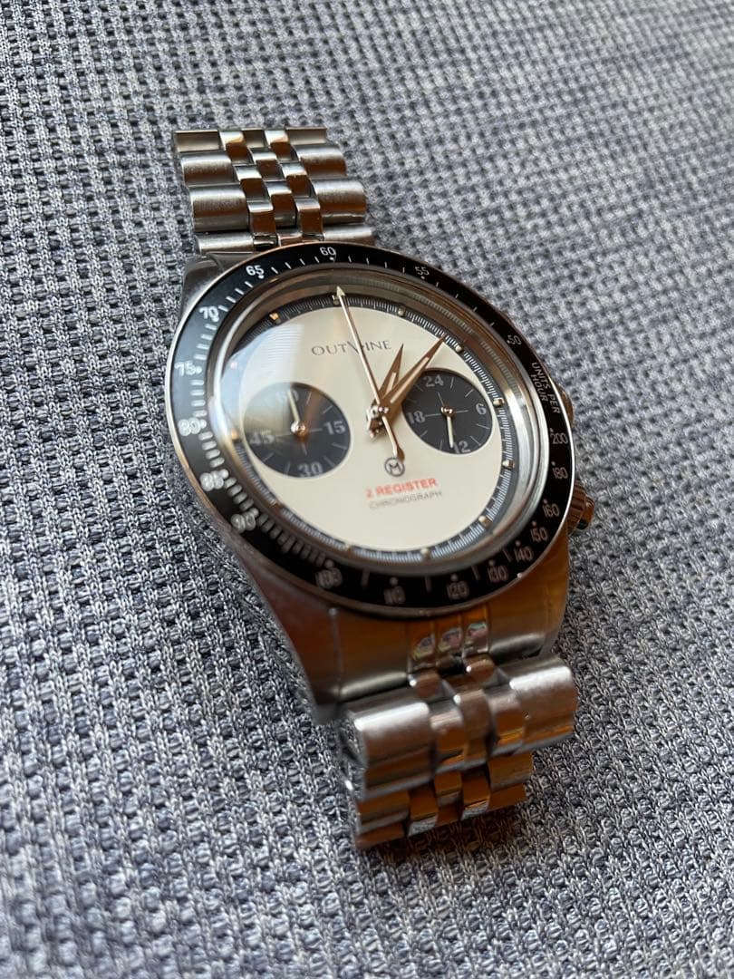 専用outline チックタック 2レジスタークロノグラフ パンダ