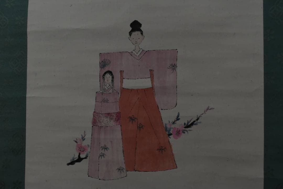 西松/雛画賛/おひな図/ヒナ画賛/掛軸/名家伝来/AA-37