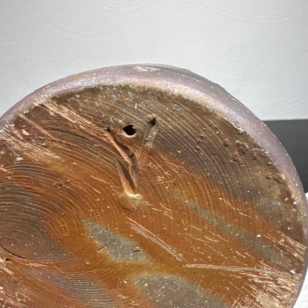 真作　人間国宝　藤原雄　備前花入　希少作品　赤富士