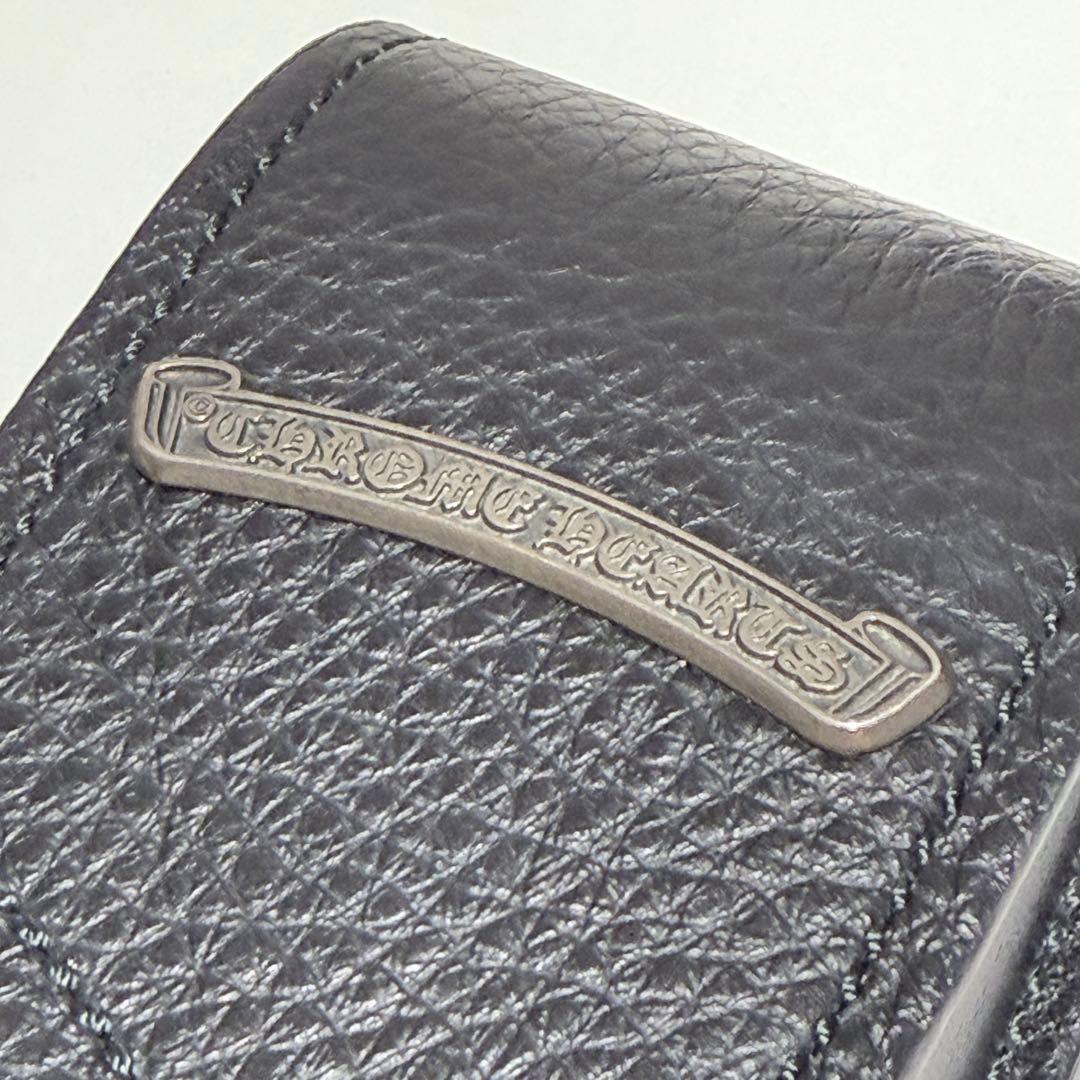 クロムハーツ レザー スクロールラベル ブラック メガネケース