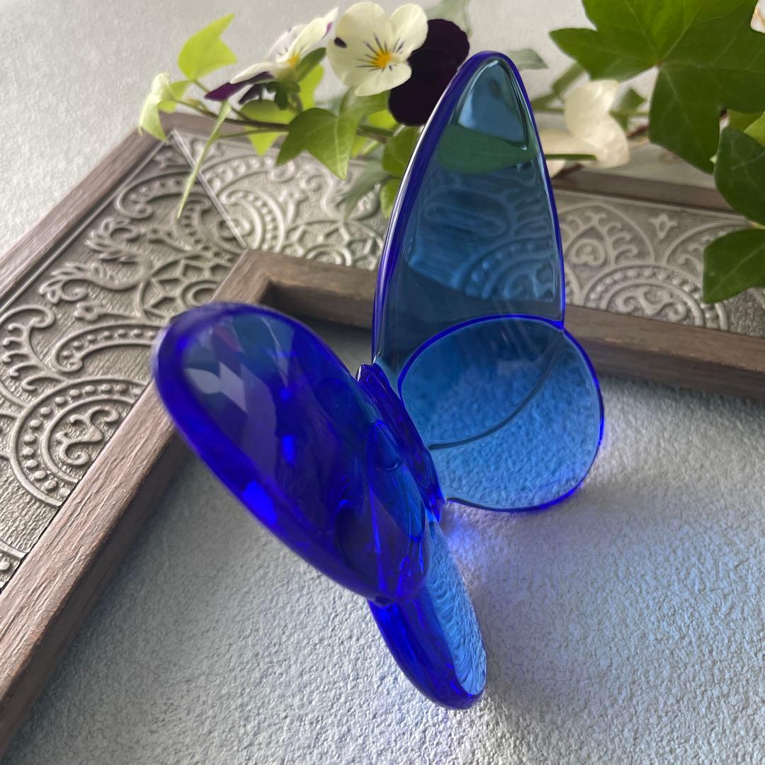 Baccarat ラッキーバタフライ クリスタルガラス ブルー