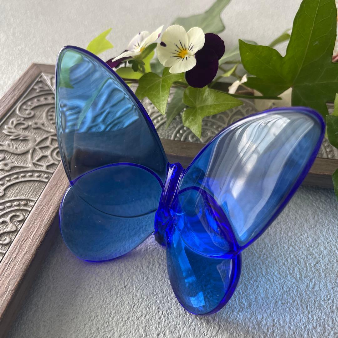 Baccarat ラッキーバタフライ クリスタルガラス ブルー
