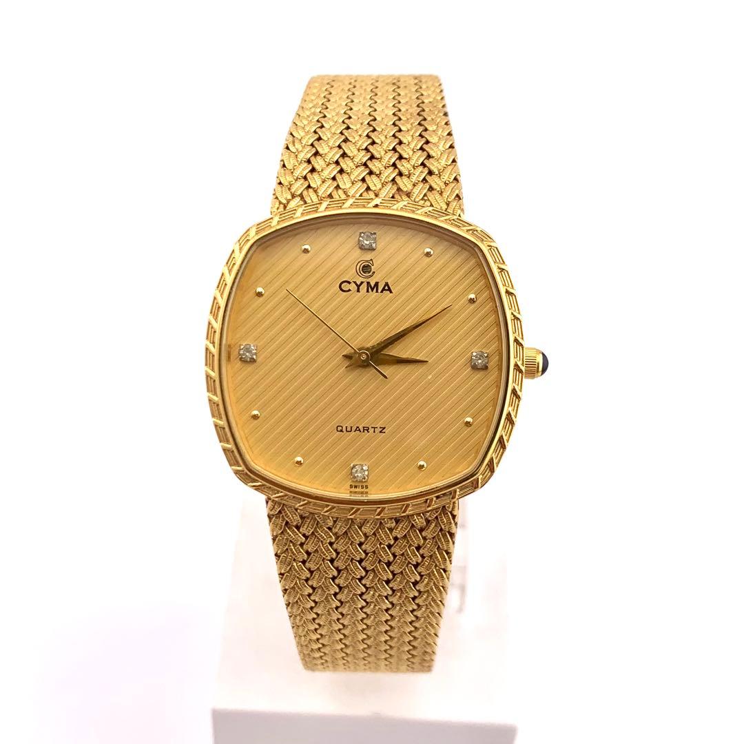7-3298 CYMA 604X SWISS ゴールド メッシュ腕時計 クォーツ
